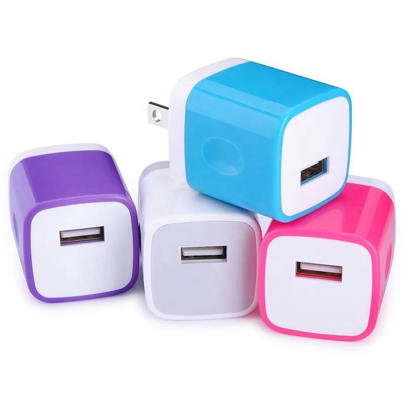 

USB Wall Charger, Charger Block, 5V 1A Single Port Fast Charge Power Brick Cube Plug Box Base Adapter for iPhone Andorid Mobile, White /black/colorful