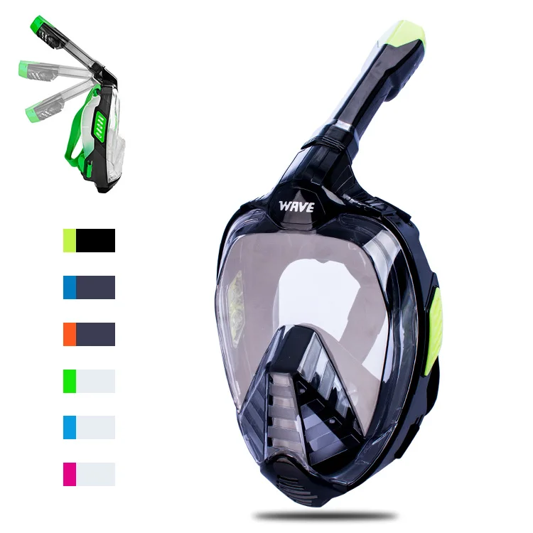 

Dry Snorkel Swim Mask with Underwater Camera Mount 180 Degree View Full Face Diving Mask, Any color