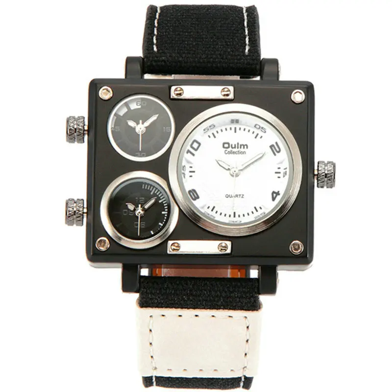

2021 Oulm 3595 Watch Quartz Sports MenNylon Strap Watches Fashion Male Military Wristwatch Running Cool Relojioes Clock, 4 color for you choose