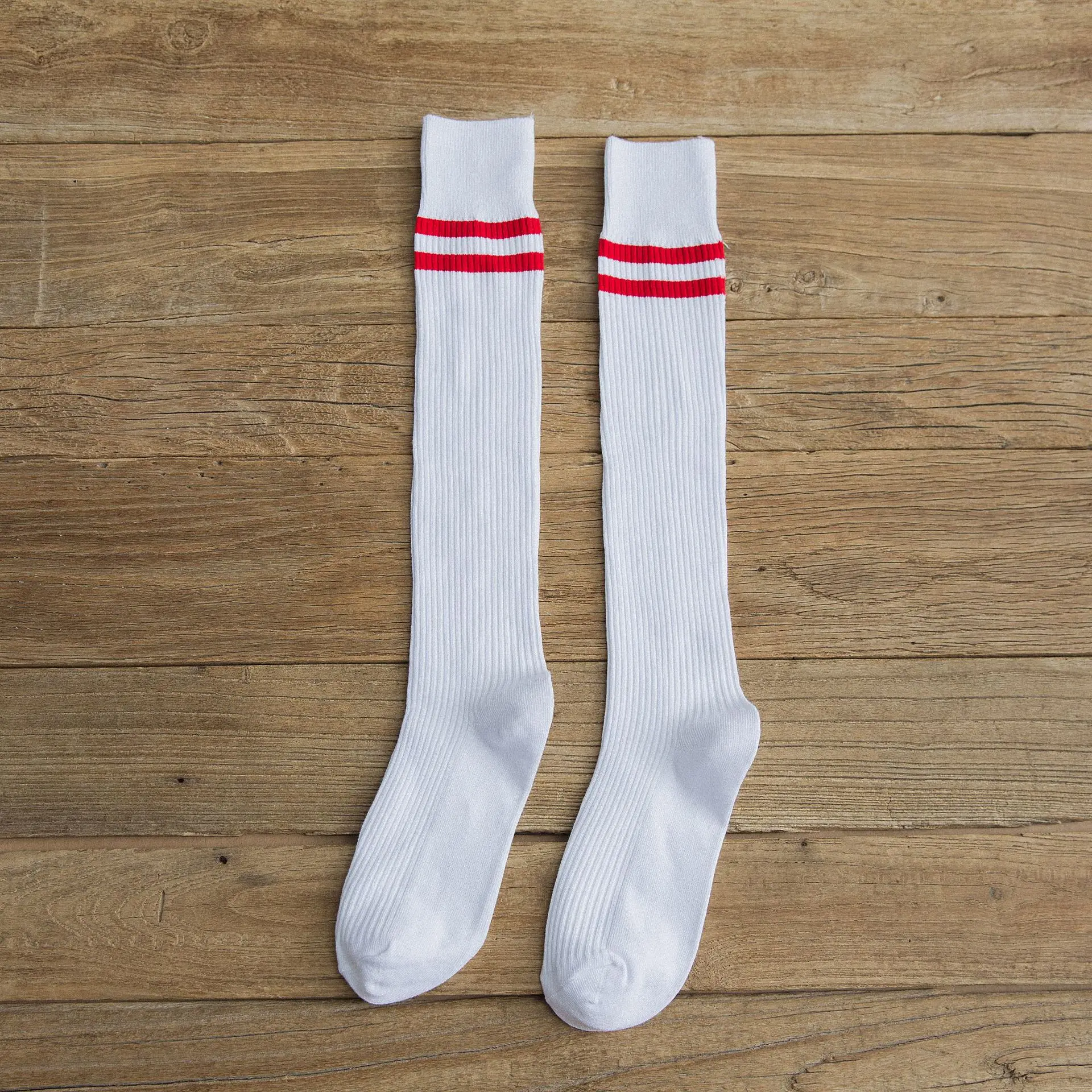 

wholesale stripe girls knee high cotton white school socks, Custom color