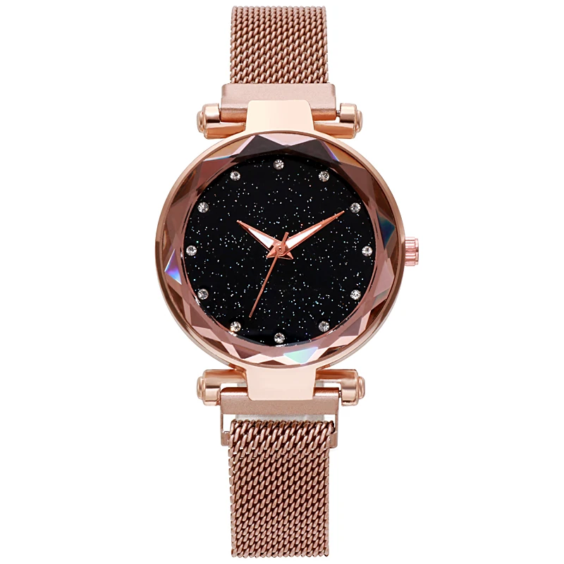 

New Arrival Rhinestone Beautiful Women Watches Magnet Mesh Strap Custom Logo Star Sky Lady Wrist Watches