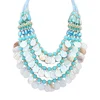 Chunky seed beads shell necklace handmade alloy shell statement necklace