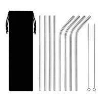 

Wholesale Eco-friendly Stainless Steel Drinking Straw 8 Piece Pack with Case Straight and Bent Custom Reusable Metal Straws Set