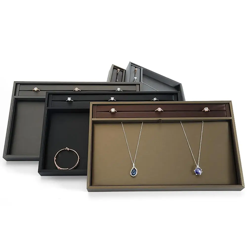 

Luxury Rectangular Bracelet Show Jewellery Leather Custom Jewelry Tray For Rings,Earring,Necklace,Bracelet