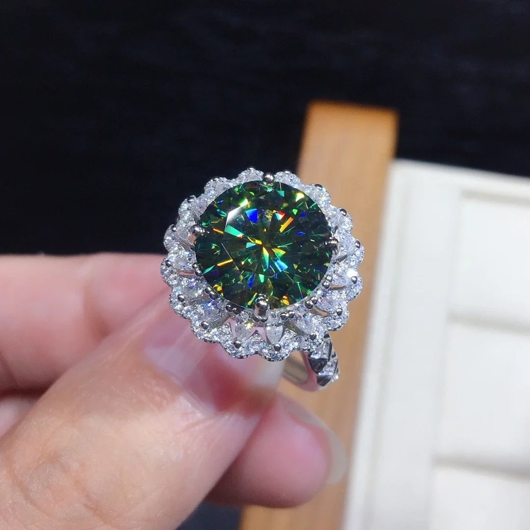 

New Fashion Blue Green Gemstone Adjustable Ring For Women Jewelry Wedding Christmas, Customized color