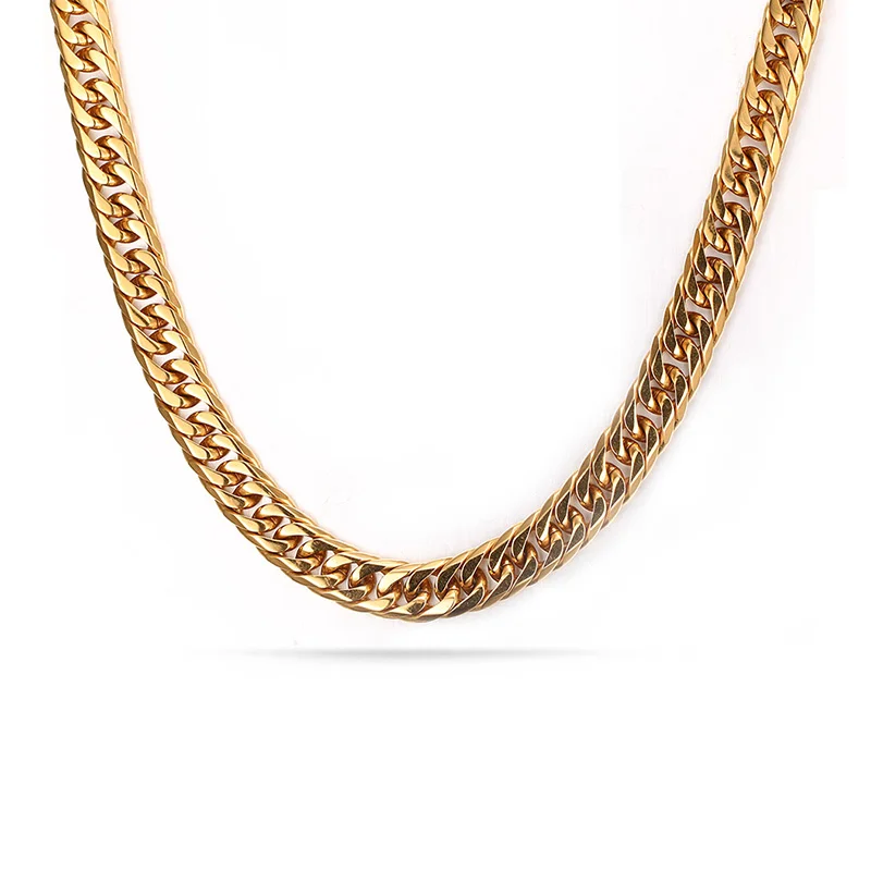 

thick curb chain for men 14k big gold stainless steel cuban link chain necklace, Picture