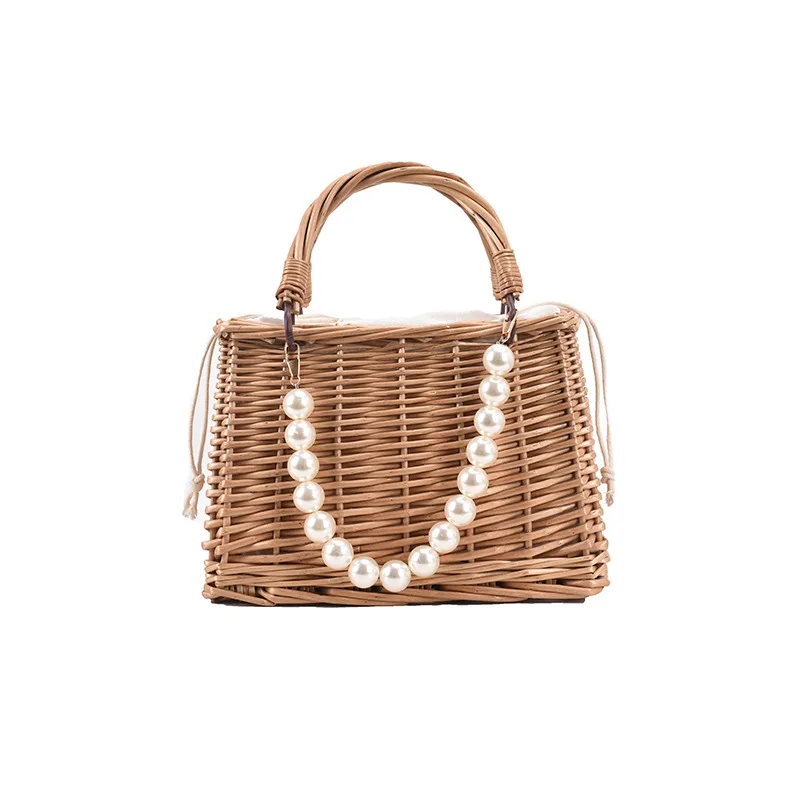 

Factory Direct Sales 2021 New Pearl Bag Woven Straw Handbag Summer Fashion All-match Small Square Bag, As show