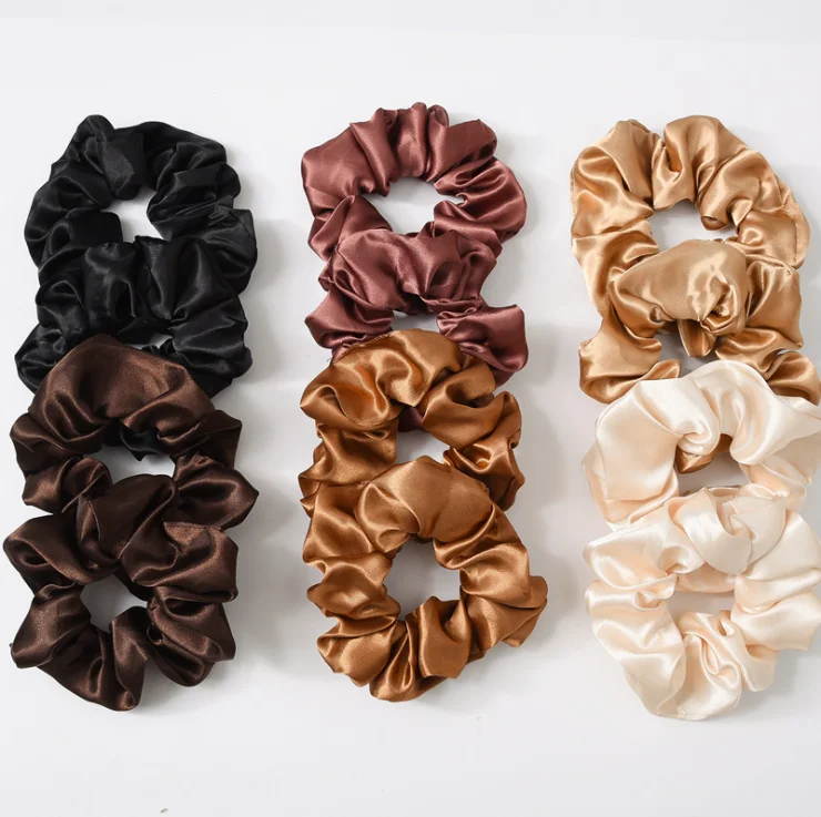 

New Satin Silk Solid Color Hair Ties Scrunchie Elastic Women Luxury Soft Hair Accessories Ponytail Holder Hair Rope