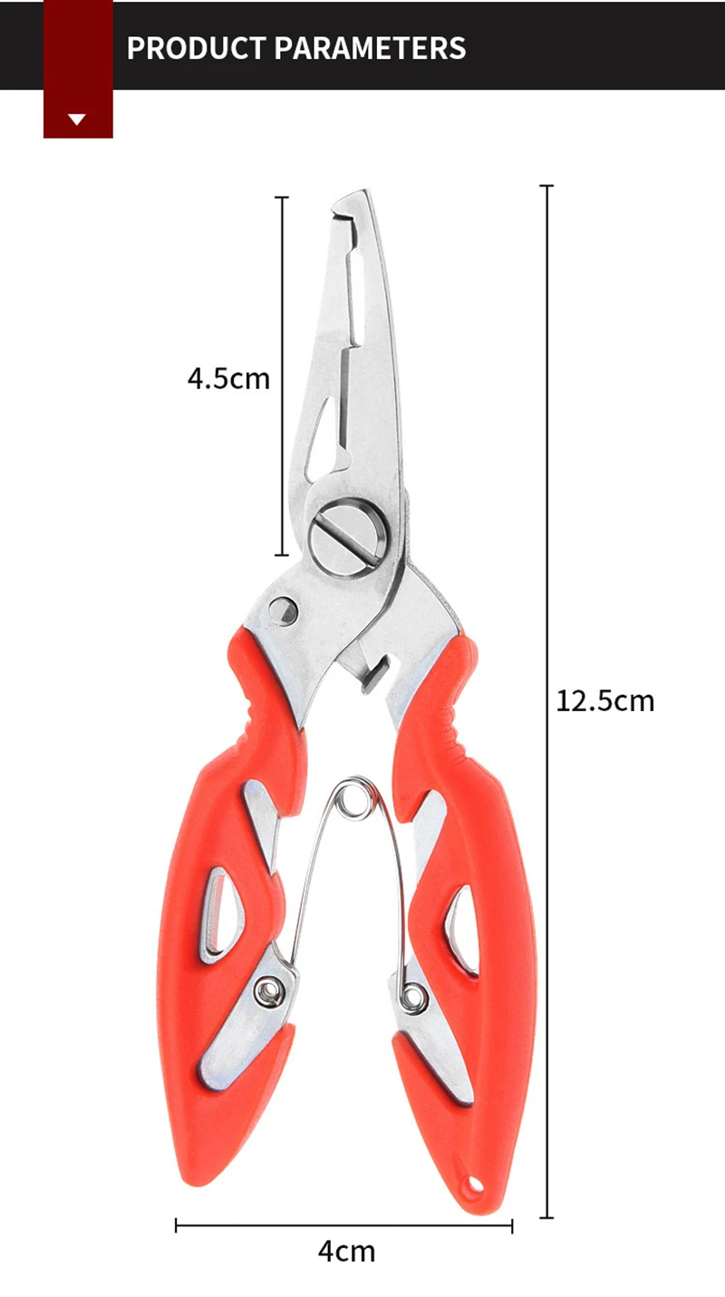 MNFT Fishing Plier Scissor Braid Line Lure Cutter Hook Remover.Tackle Tool  red
