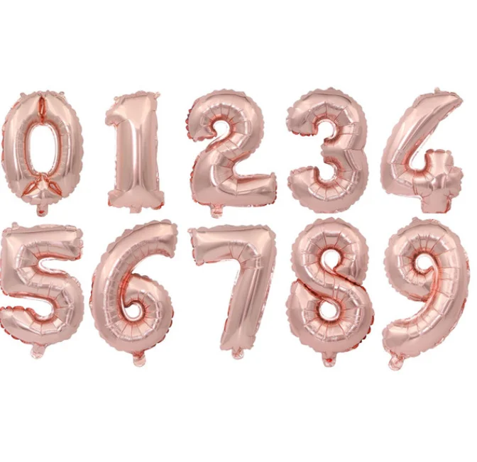 

Free Shipping 16' Number Aluminum Foil Balloons Rose Gold Digit Figure Balloon Child Adult Birthday Wedding Decor, Rosegold