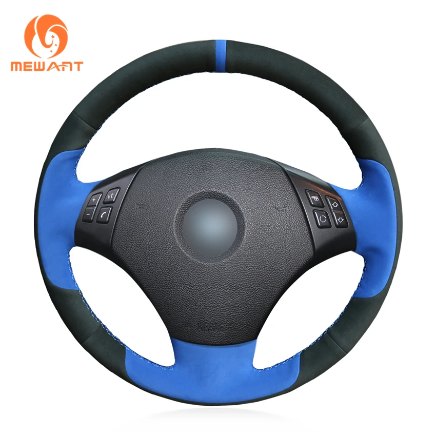 

Hand Stitched Custom Blue Suede Steering Wheel Cover for BMW E90 E91 Touring D90 320D 320i 325i 335i X1 E84