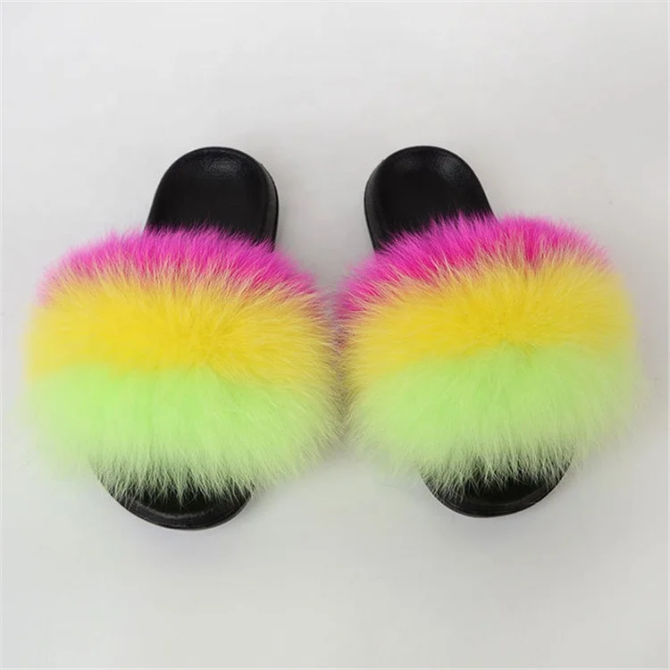 

Custom Fur Slippers Plush Faux Wholesale Fur Slippers Women,Fox Furry Fluffy Sandals Slippers Fur Slides
