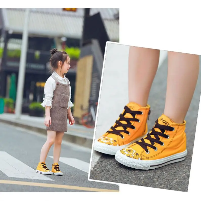 

Wholesale Boy Sneakers Canvas Casual Girls Shoes Kids Children, Yellow