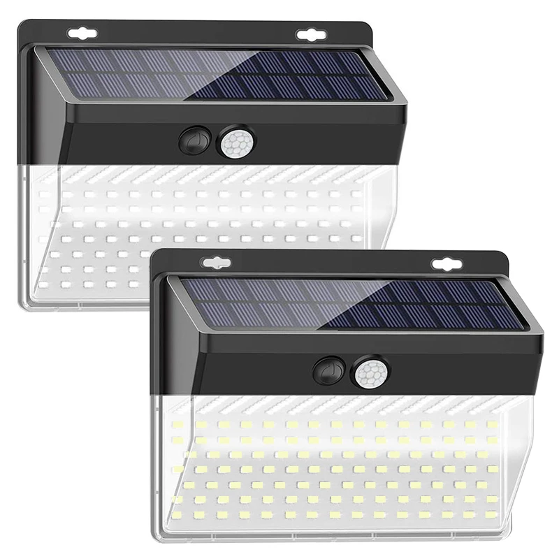 206LED Lithium Battery Outdoor Lighting Solar Powered Led Wall Light Street  Garden Solar Led Lamp