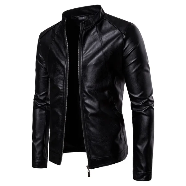 

Men's Autumn Winter Fashion Motorcycle PU Jacket Coat Male Business Leather Jackets, Black