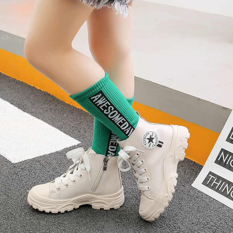 

Sneaker manufacturer customized round head high-quality wholesale children's running shoes non slip black high top canvas shoes