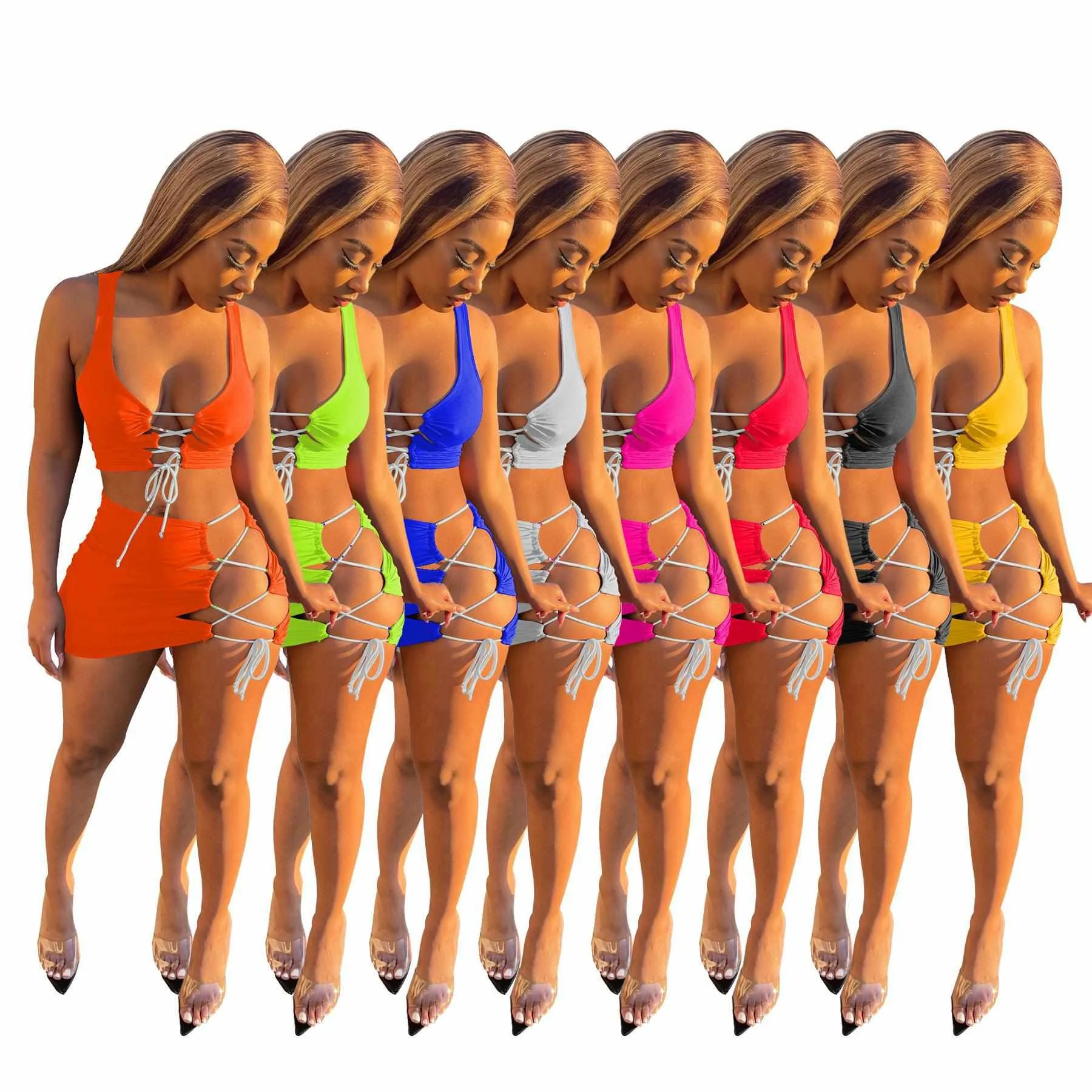 

sexy bandage skirt 2 piece set women skirt and bandage top 2 piece sexy summer set for women