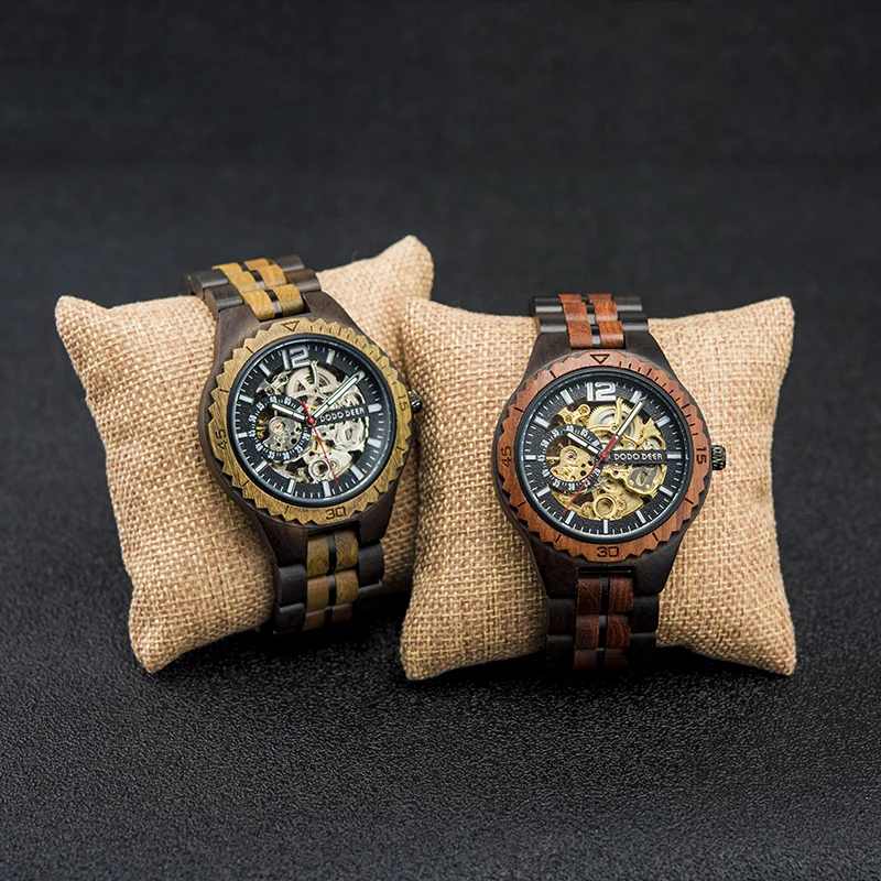 

2020 DODO DEER Automatic mechanical multifunctional wood watch skeleton for Men