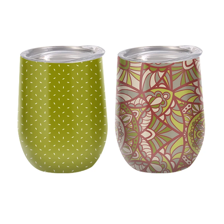 

Double-Layer Stainless Steel Egg Shaped Coffee Tumbler Cup , U-Shaped Red Wine Mug With Lid, As picture