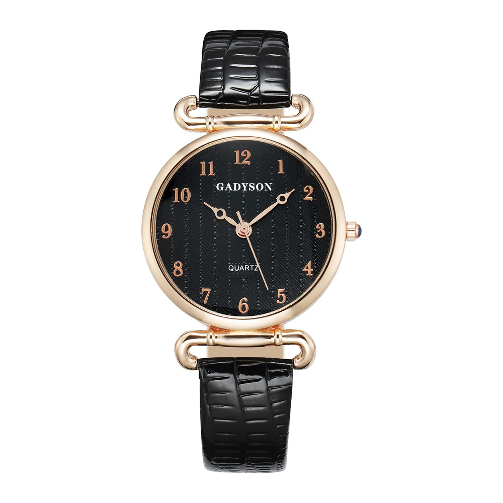

Spot genuine leather belt ladies GADYSON brand 34mm dial rose gold case ladies hand watch, As picture