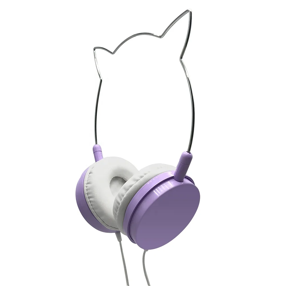 
Cute Metal Cat Ears Wired Headphone For Children 