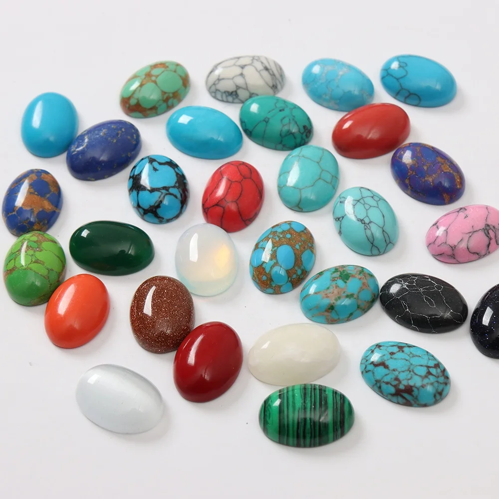 13x18mm synthesis oval cabochon flat back multi-color multi- types  gemstone ring and earings inlay beads for jewelry making
