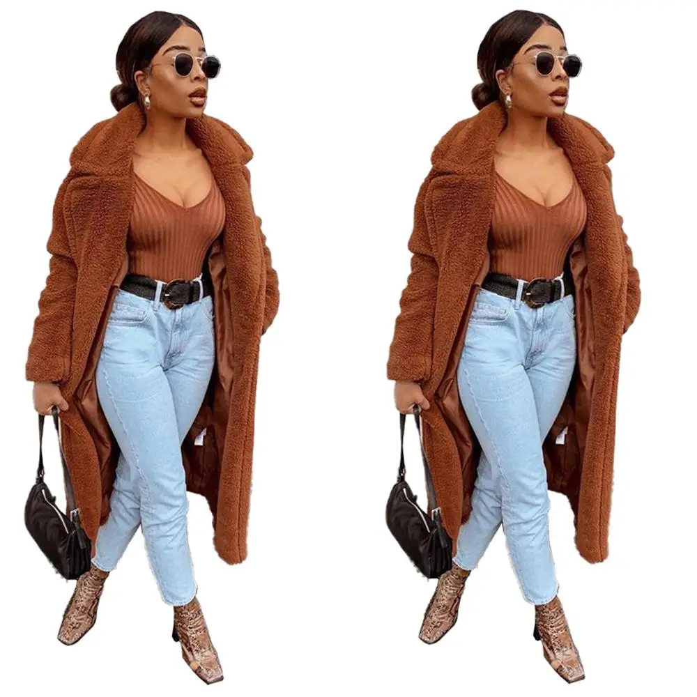 Teddy velvet thick long coat oversize woolen coat