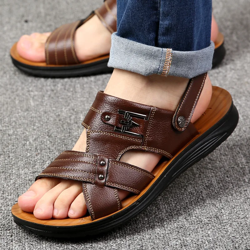 

Cork Roman men slippers sandals casual non-slip beach shoes mens sandals genuine leather, Customer's request