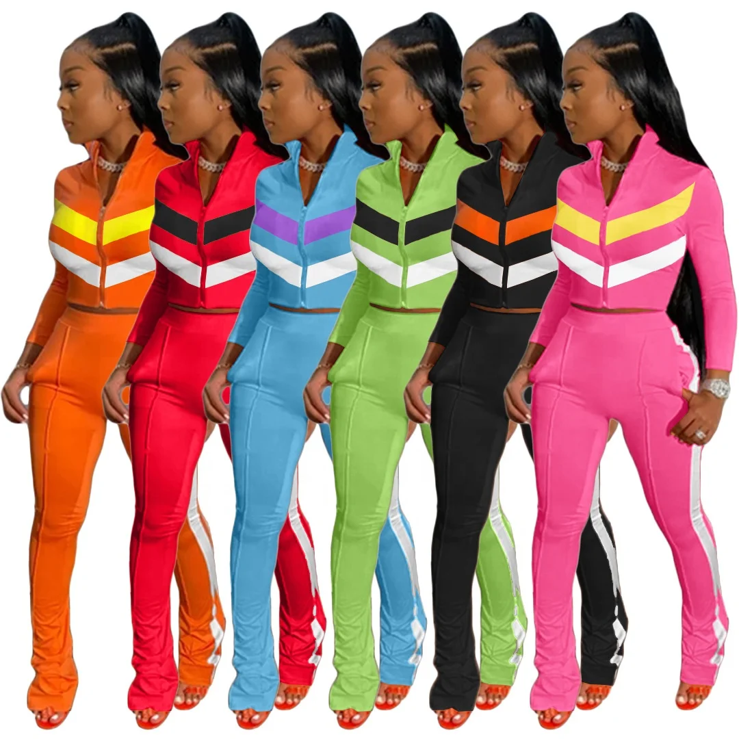 

Women Twin Set Zip Top Sports Tracksuits Woman Jogger Suits Bulk New Autumn Sweat Pant Set