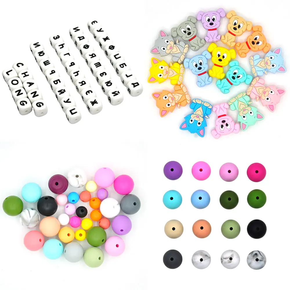 

Food Grade Silicone Teething Beads Wholesale Silicone 12mm English Letter Alphabet Beads