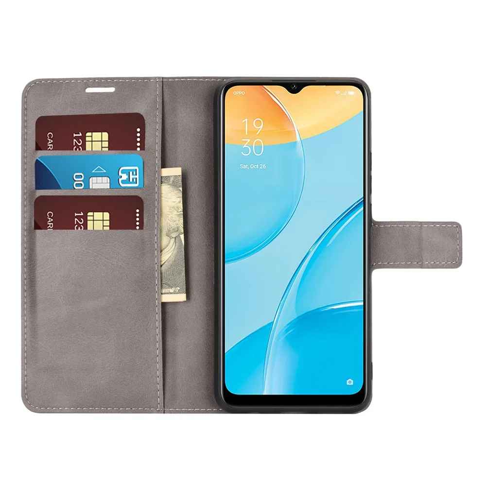 

Custom Original Quality Shockproof Soft Cover Genuine leather Wallet Back Case mobile Cellphone Case for OPPO A15, 7 colors black, red, blue, brown, yellow, gray, light brown