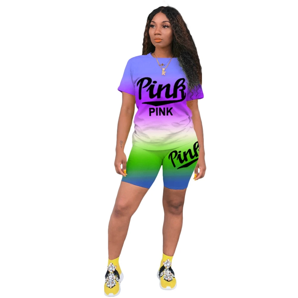 

EB-200415 Wholesale casual jacket short suit clothing color gradient sexy 2-piece suit ladies casual wear ladies clothing suits