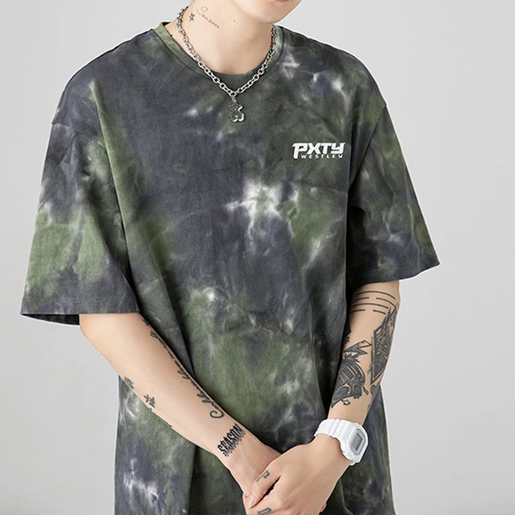 

Wholesale Crew Neck Loose T Shirts In Bulk Oem Custom Men'S Dyed T Shirt Fashion Hiphop Street Wear Oversized Tshirt Tie Dye