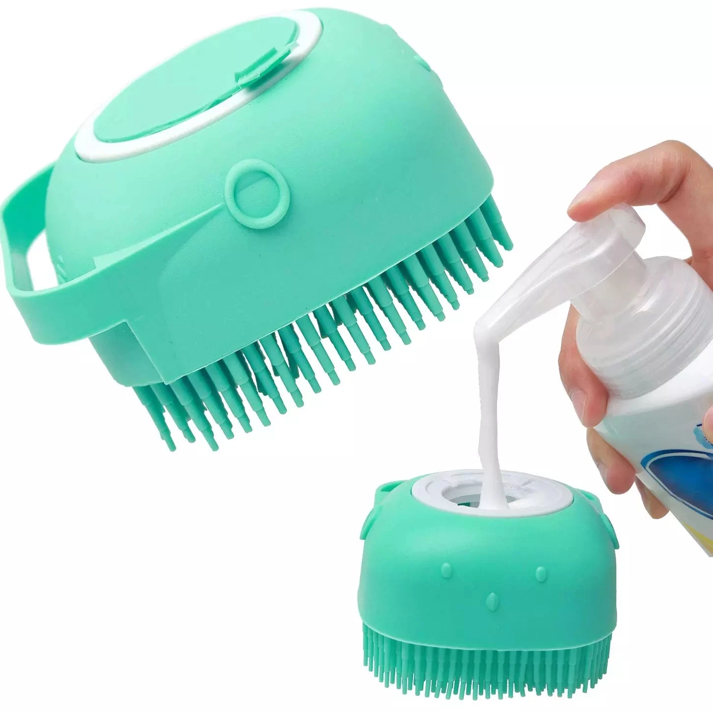 

Pet Brushes Bath Massage Brush Shampoo Dispenser Dog Grooming Silicone Shower Brush Body Scrubbers For Cat Pets Bathing Products