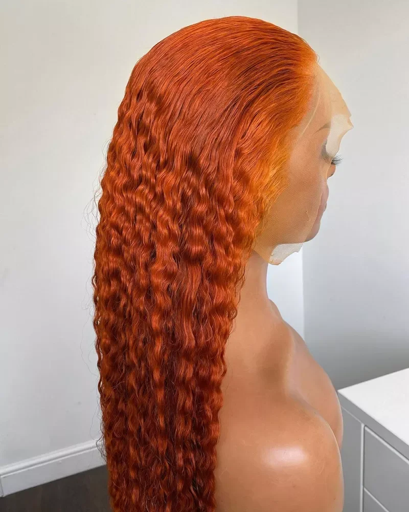 

Addictive Hot Selling Colored Wig Ginger #30 Peruvian 100% Human Virgin Hair Afro Curl Soft and Thick 13*4 Lace Frontal Wig