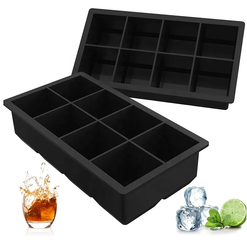 

8 Cavity Square Silicone Ice Mould Jelly Pudding Silica gel Ice Cubes Maker Resin Mold for Whiskey Silicone Ice Cube Trays