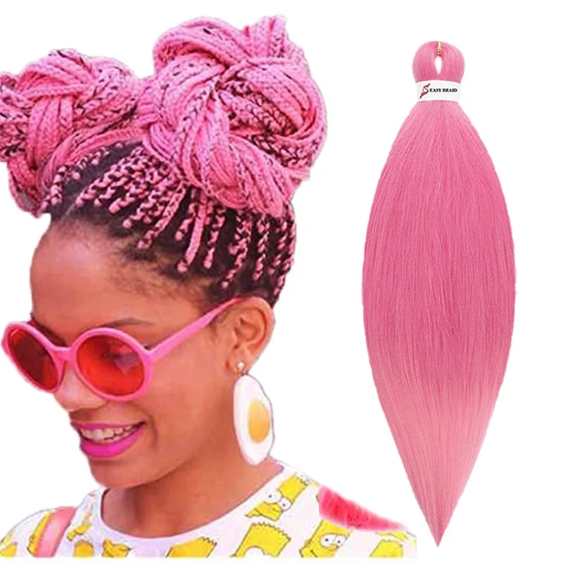 

Easy braids crochet hair wholesale Pre - Stretched colored Braiding hair extensions for black people, Pure color, ombre color
