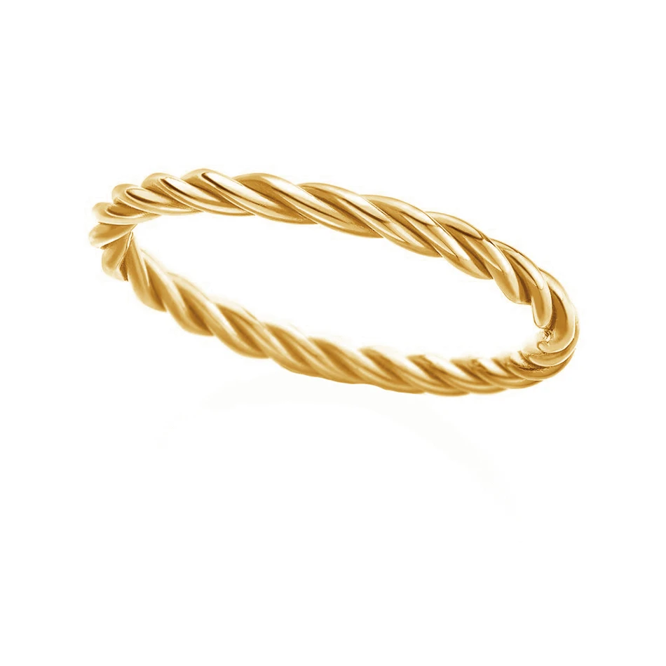 

wholesale jewelry online 925 sterling silver simple ring 18k gold plated simple rope twisted circle ring in yellow gold