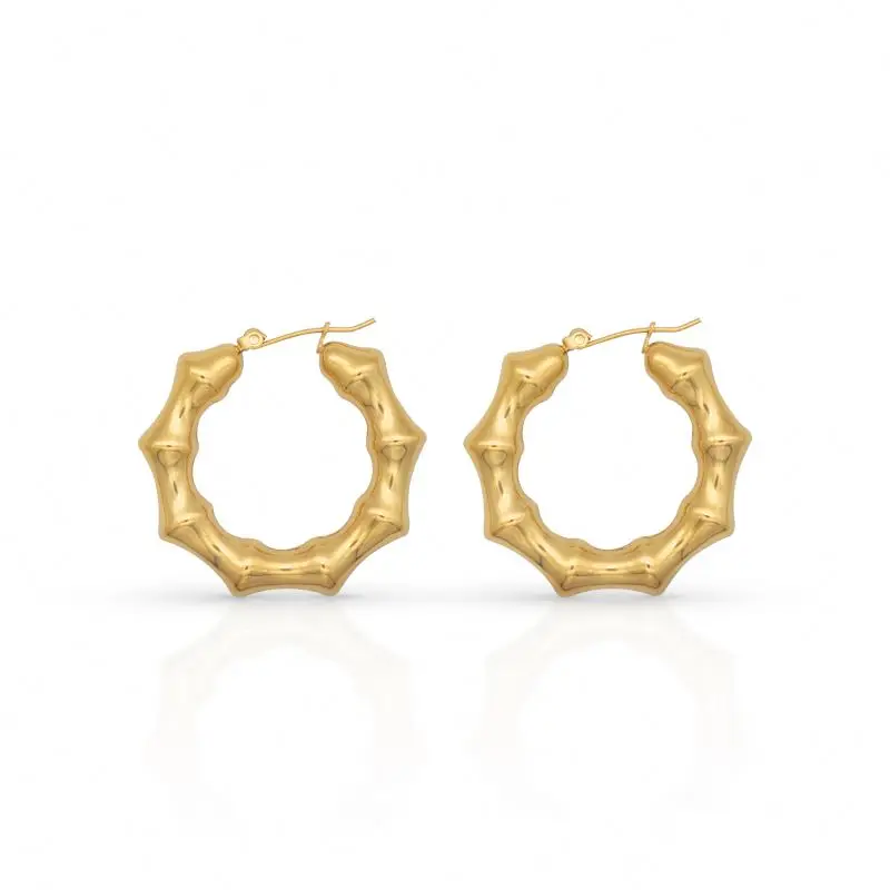 

Chris April European and American fashion 316L stainless steel PVD gold plated Exaggerated geometry Hollow hoop earrings