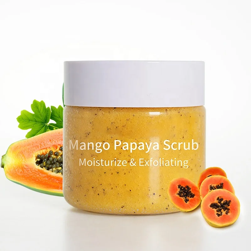 2021 New Glow Sweet Salt Herbs Fruit Mango Powder Shea Butter Coffee Brown Sugar Body Scrub, Customizable