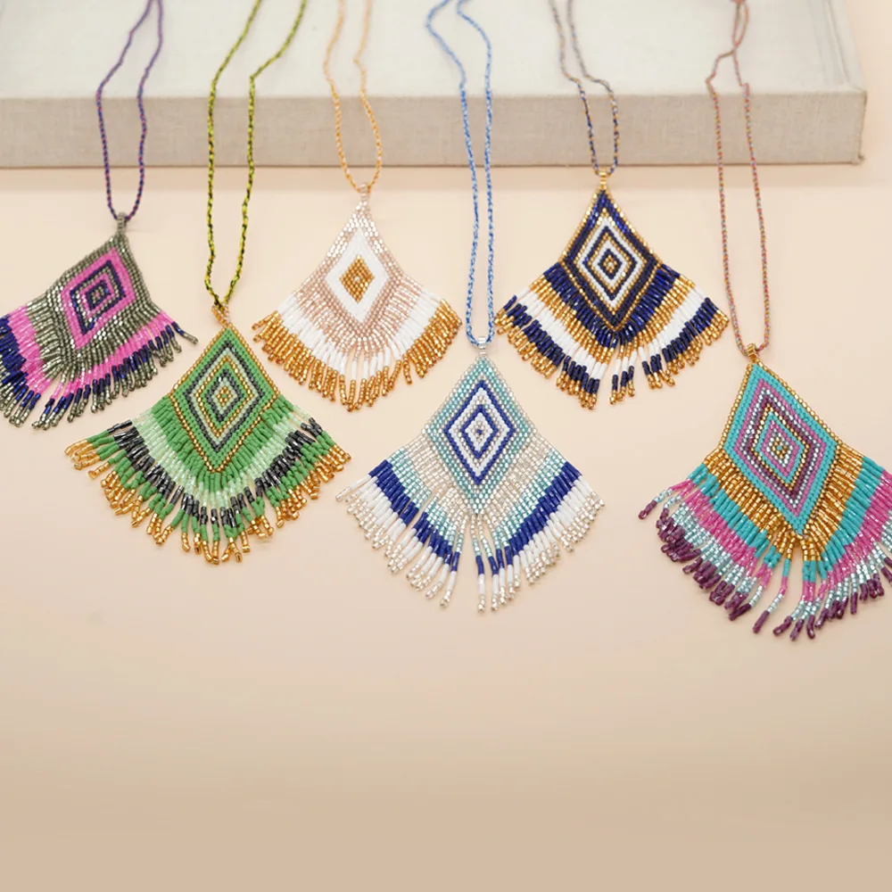 

Go2boho Wholesale Bohemian Colorful Beaded Necklace Women Pendant Boho Tassel Handmade Fashion Jewelry Miyuki Bead Necklace