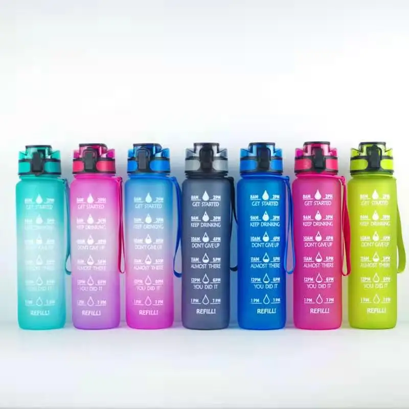 

Free Sample Tritan BPA Free Water Bottles Fitness Large 32oz Motivational Water Bottle with Time Marker and Straw