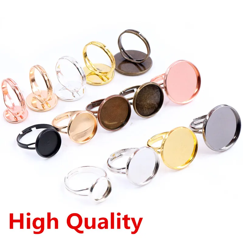 10pcs/lot 8/10/12/14/16/18/20mm Iron Metal Adjustable Ring Settings Blank/BaseFit 8-20mm Glass CabochonsButtons