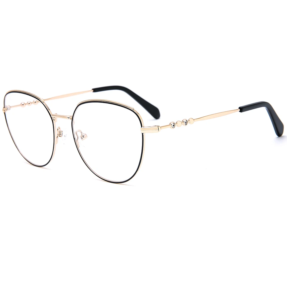 

Oval Ladies Metal with colorful stone eye glasses frame New fashion design popular metal optical frame