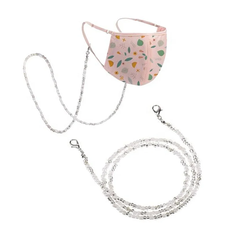 

Mixed Colors Glass Bead Maskes Lanyard Maskes Chain Holder Lanyard for faceMask with Clips FaceMask Necklace Holder for Women, Multi color