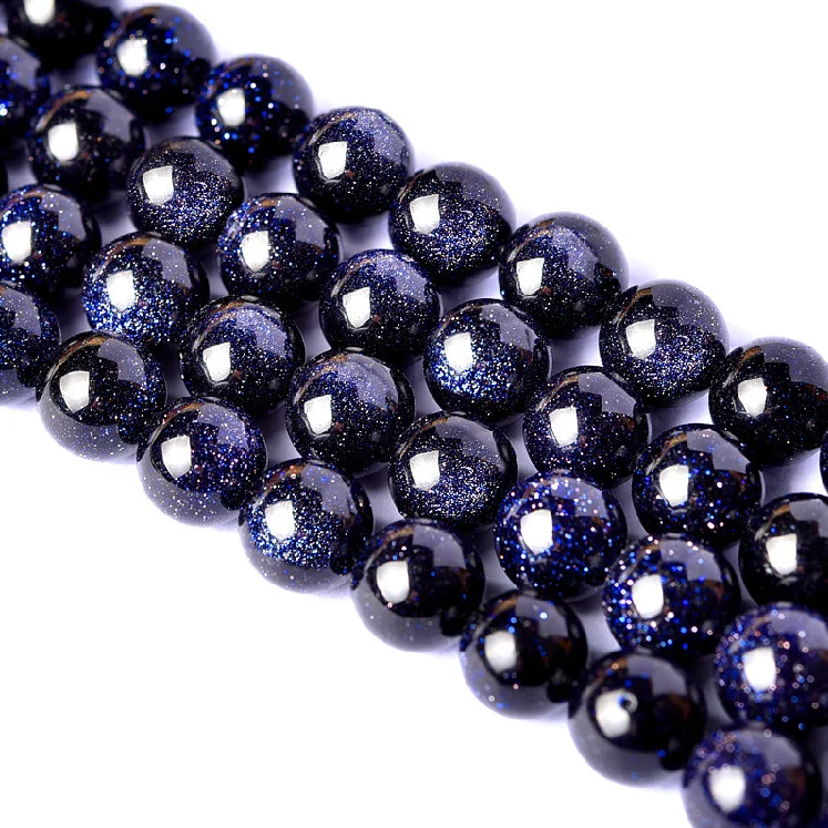 

Factory wholesale natural blue sandstone beads round loose beads for jewelry making