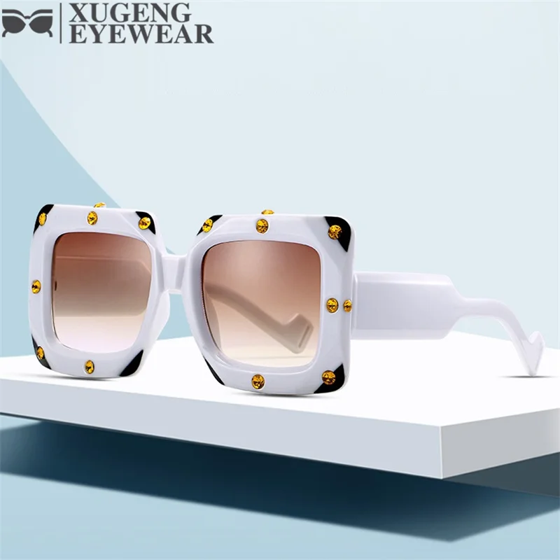 

90s Luxury Diamond Sunglasses Oversized Square Sun glasses Women