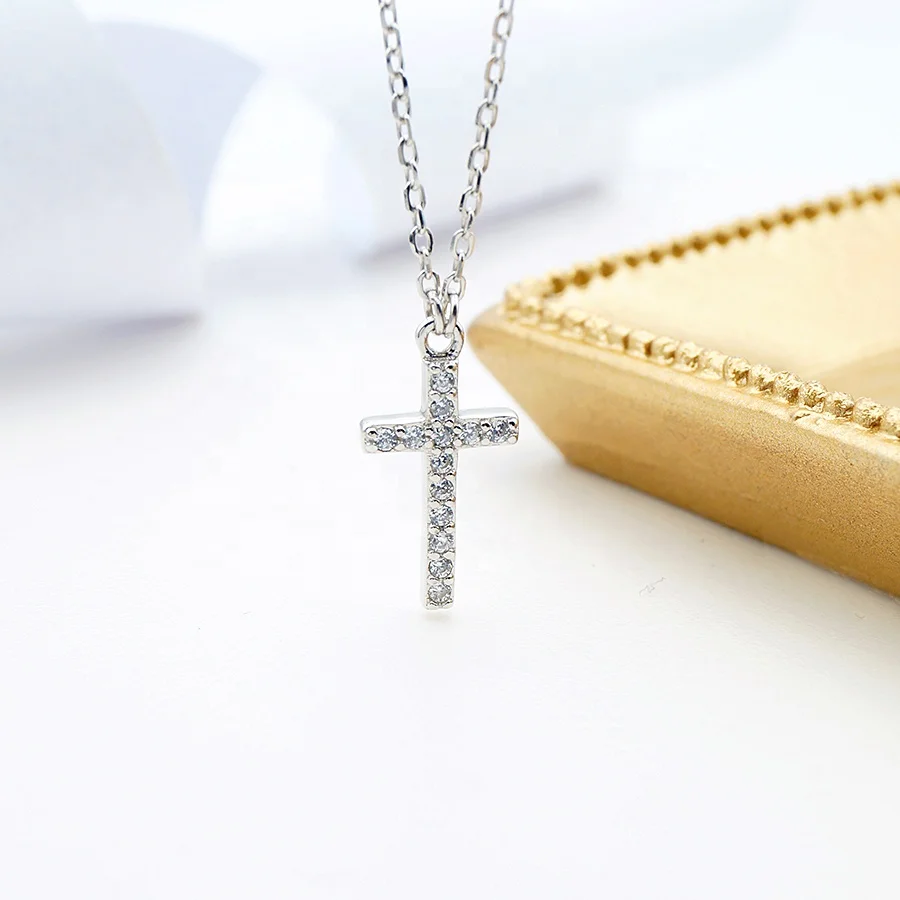 

Wholesale 925 sterling silver delicate trending jewellery accessories cross necklace for women