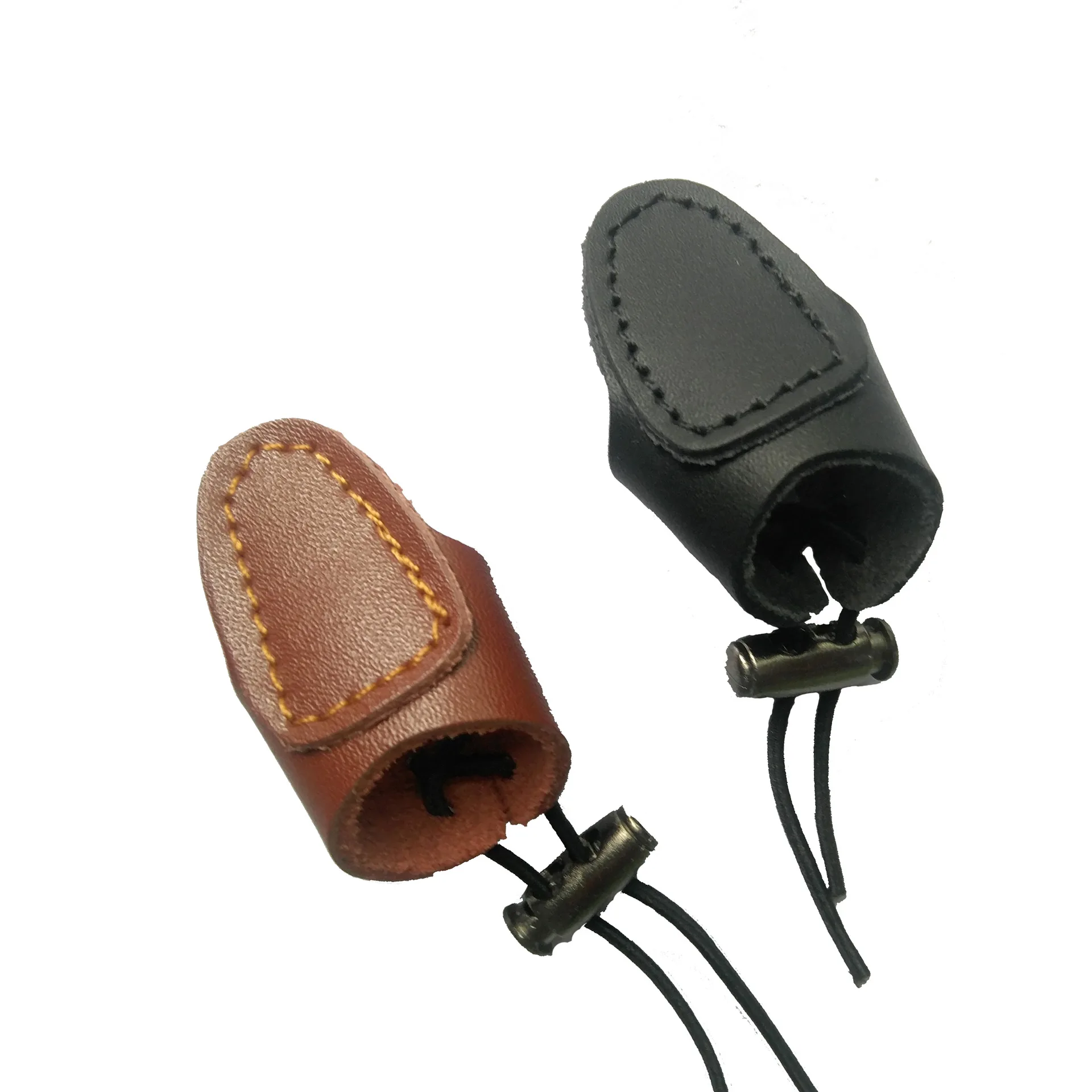 

Thickened Recurve Bow Thumb Cowhide Pull Single Finger Guard, Black/brown