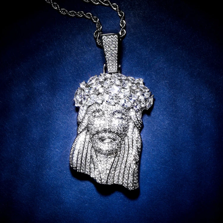 

GZYS JEWELRY Wholesale Ice Jewellery Hip Hop Jesus Face Pendant Necklace